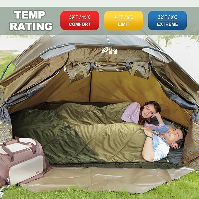 AGEMORE Sleeping Bag for Adults, Single and Double Size, Lightweight Waterproof XXL Sleeping Bag for Adults Kids Couples Camping Hiking Backpacking Or Traveling, Warm & Cold Weather