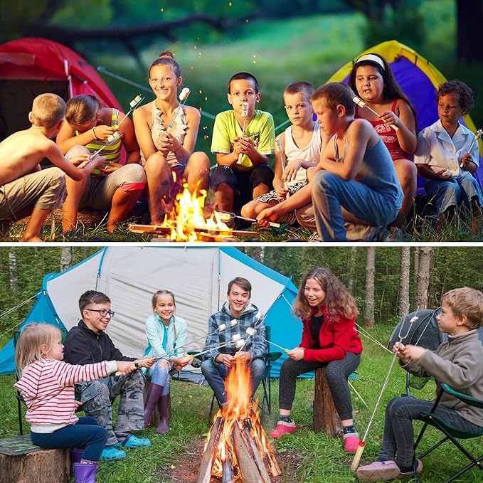 150 Pack 32 Inch Marshmallow Roasting Sticks Bulk, Smores Skewers for Fire Pit Kit, Hot Dog Camping Skewers Accessories Campfire Marshmellow Extendable Forks Bbq Tools Smores Sticks