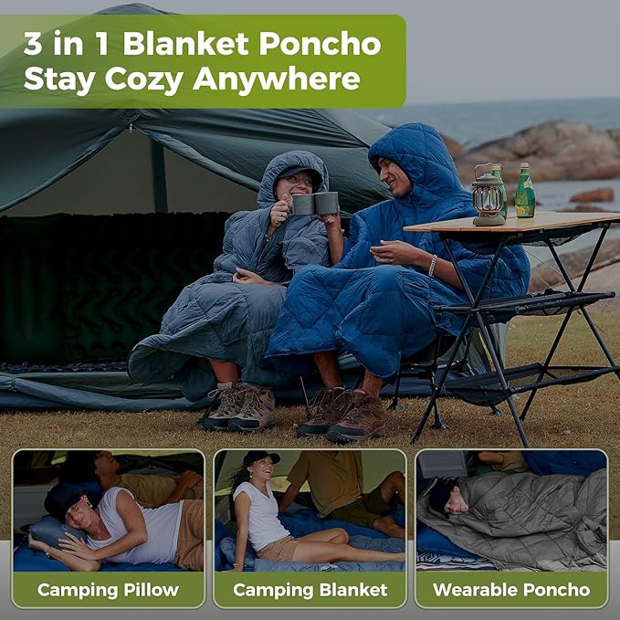 ATEPA Wearable Sleeping Bag, Recycled Warm Camping Wearable Blanket Poncho for Outdoor Sports, Camping Gifts for Women Men