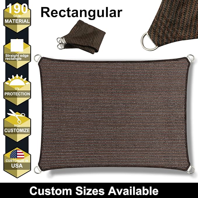 10' x 10' Brown Outdoor Sun Shade Sail Canopy ??UV Resistant Permeable Awning Fabric for Patio, Garden, Backyard, Pergola, Carport, Lawn Shelter Cover