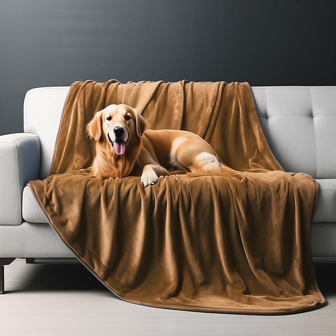 King Size Waterproof Blanket, Water Resistant, Water Proof, Stain Proof, Leakproof & Spill-Proof Reversible Flannel Fleece (Velvet Brown & Twilight Blue, 90x108)