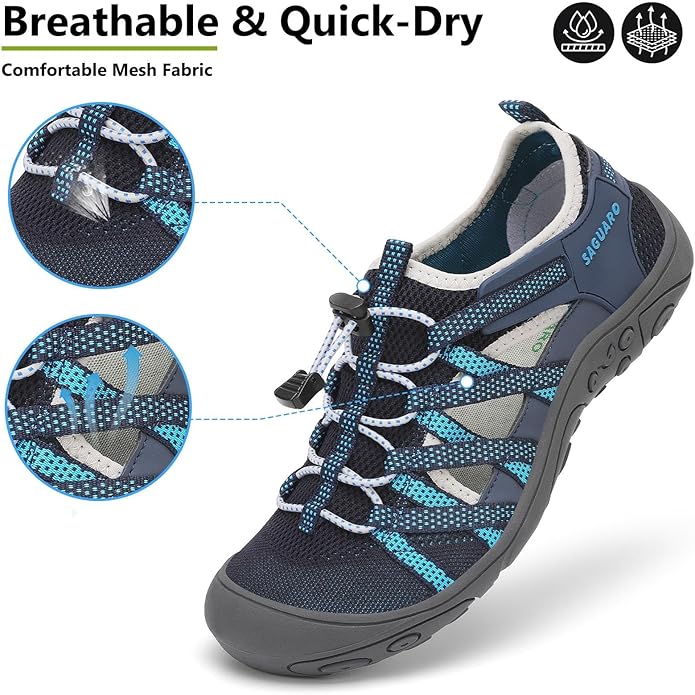 Mishansha Womens Hiking Sandals Closed Toe Comfortable Sport Sandal Non-Slip Quick Dry Water Shoes for Outdoor Beach Trekking