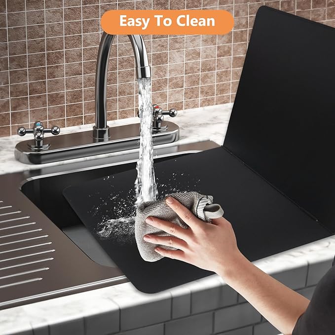 2 Pieces Grease Splatter Guard 2 Sided Foldable Stainless Steel Splatter Guard Oil Splash Guard for Grease Stainless Steel Backsplash for Stove Frying Pan Splatter Guard (Black, 15.7" X 15.7")