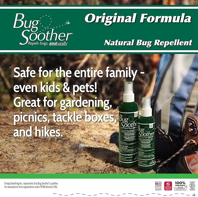 Bug Soother Spray Large Family Pack - Natural Insect, Gnat and Mosquito Repellent & Deterrent - Safe Bug Spray for Adults, Kids, Pets, & Environment - Made in USA