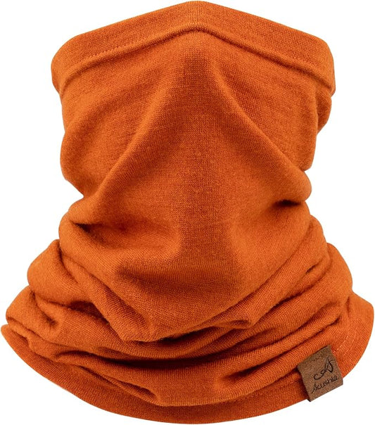 ACUSHLA 100% Merino Wool Neck Gaiter Ski Face Mask Scarf Neck Warmer for Men & Women All Weather