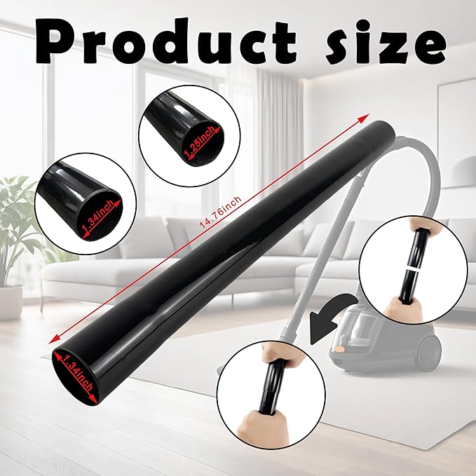 Vacuum Extension Tubes, 1.25 Inch Diameter, 14.76 Inch Length - Black | Compatible with 1-1/4 Inch Hose Wet/Dry Vacuum Cleaners | Versatile Tool (Black, 1P 14.76 ")