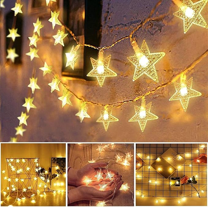 33ft 80 LED USB Star String Lights – Warm White Fairy Lights for Bedroom, Wedding, Party, Christmas, Indoor & Outdoor Decoration