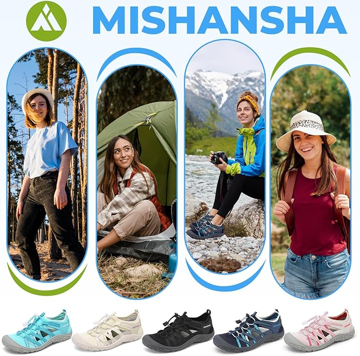 Mishansha Womens Hiking Sandals Closed Toe Comfortable Sport Sandal Non-Slip Quick Dry Water Shoes for Outdoor Beach Trekking