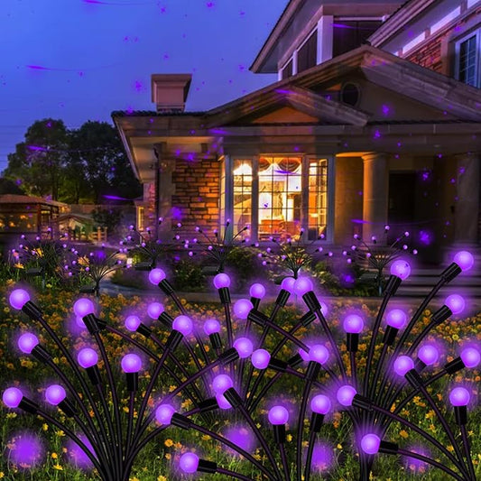 Kohlrabi Solar Garden Lights Outdoor, 10 Pack 80 LED Solar Purple Firefly Lights Waterproof, Sway by Wind, Swaying Light for Yard Patio Backyard Garden Planter Flower Bed Pathway Decoration