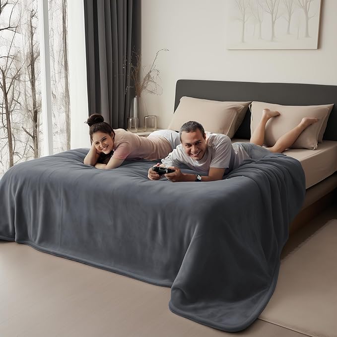 King Size Waterproof Blanket, Spill-Proof, Stain Proof, Water Proof & Mess-Free Cozy Flannel Splash Blanket (Moon Grey & Starlit Grey, 90x108