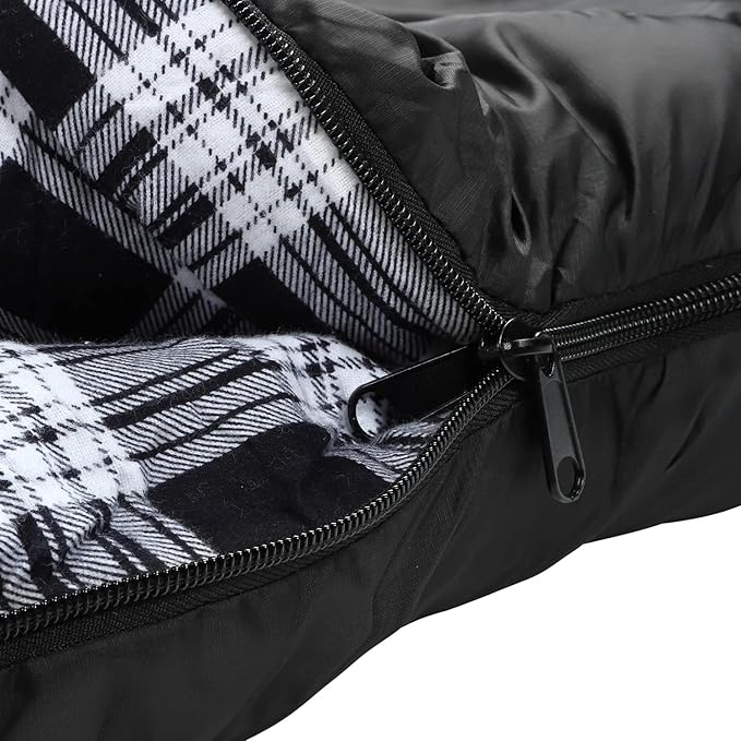 AGEMORE 0 Degree Double Sleeping Bag for Adults, Cotton Flannel Lined 2 Person Queen Size Warm Sleeping Bag for Family Winter Camping or RV Traveling