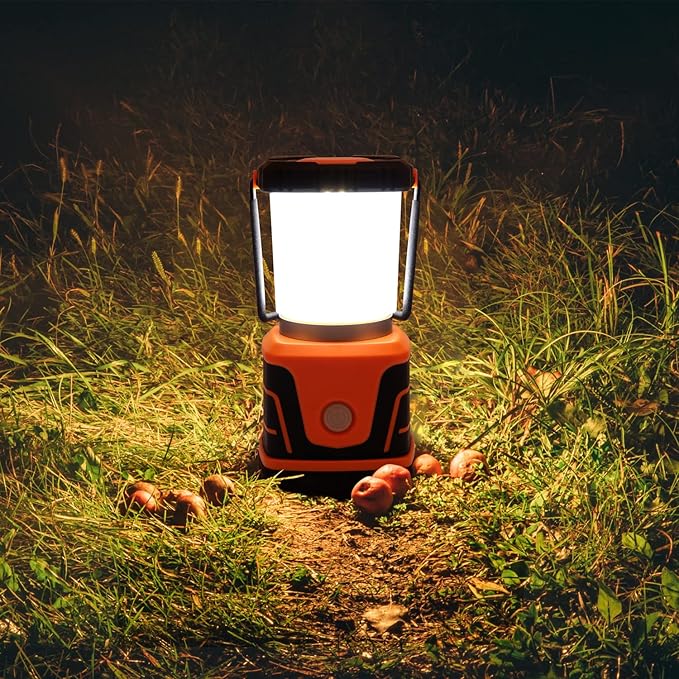 LED Camping lamp Super Bright 1500 lumens 4 Light Modes Dimmable searchlight Battery-Powered Emergency lamp Suitable for Night Hiking Tent Lighting Emergencies Power outages (Orange X2)