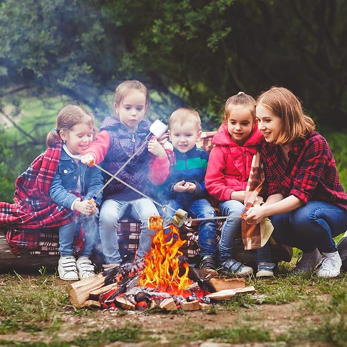 8 PCS Marshmallow Roasting Sticks, Telescoping Smores Sticks for Open Fire Pit, 32 Inch Long Marshmallow Toasting Barbecue Forks S'mores Skewers for Campfire Camping Hotdog Hot Dog Bonfire Grill