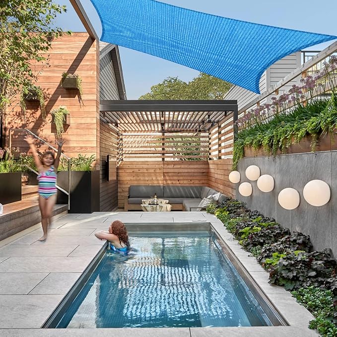 15' x 20' Blue Outdoor Sun Shade Sail Canopy ??UV Resistant Permeable Awning Fabric for Patio, Garden, Backyard, Pergola, Carport, Lawn Shelter Cover