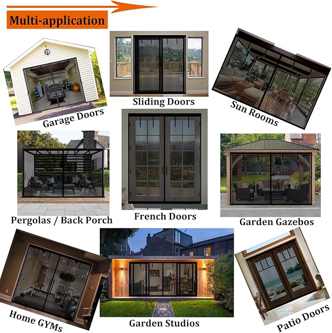 1 Car Garage Door Screen Kit 10x8ft - Retractable Magnetic Mesh Screen Door with Fiberglass Mesh, Blocks Bugs & Provides Privacy - Ideal for 10x8 FT Workshop, Gym, Game Room, Porch or Patio