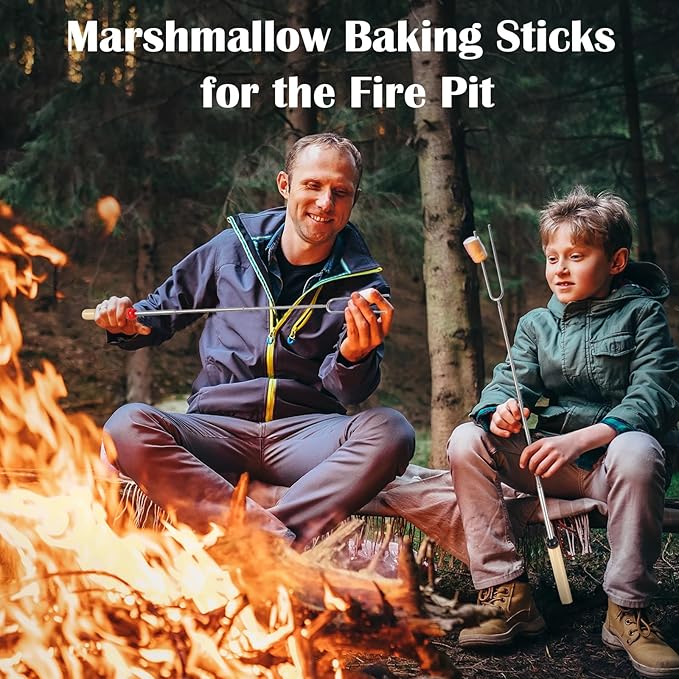 150 Pack 32 Inch Marshmallow Roasting Sticks Bulk, Smores Skewers for Fire Pit Kit, Hot Dog Camping Skewers Accessories Campfire Marshmellow Extendable Forks Bbq Tools Smores Sticks