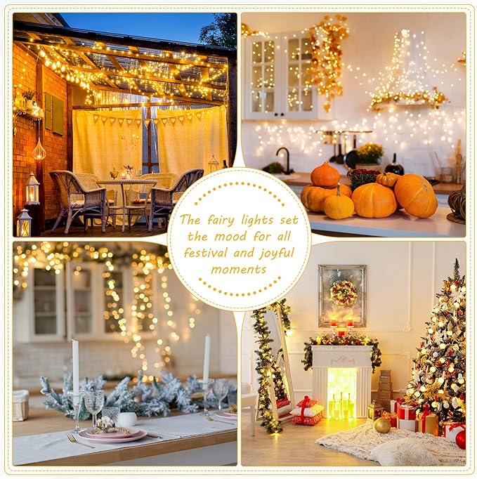 Macarrie 6 Pcs USB String Lights 33 ft 100 LED Fairy Lights Powered String for Christmas Indoor Outdoor Wedding Party Tree Home Festival Garden Decoration (Warm White)