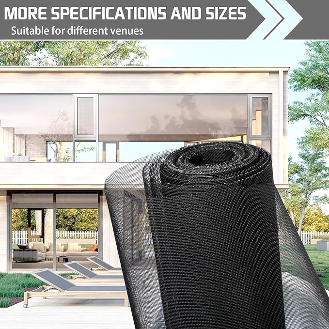 304 Black Stainless Steel Robust & Shielding Window Screen Replacement Mesh Screen, 39IN x 10FT, Perfect for Windows, Doors, Patios & Pets, Mosquito-Proof,Sturdy Screen Mesh Roll (20 Mesh)
