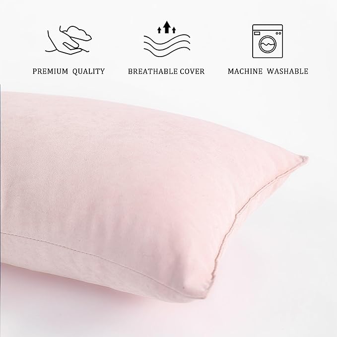 BEDSUM 2 Pack Microfiber Pillows, 13"x18", Soft and Machine Washable for Travel, Pets, Neck, Wrist, Knee Comfort, Pink