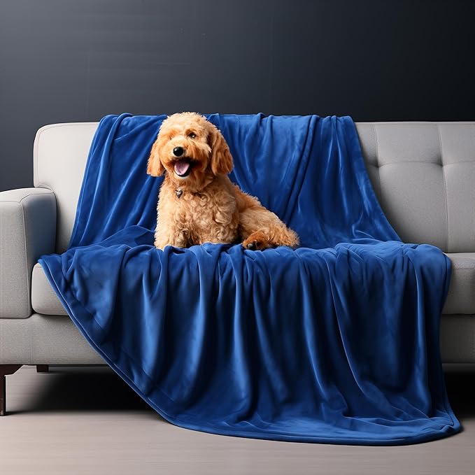 Waterproof King Size Blanket, Ultra-Soft, Water Resistant, Water Proof, Stain Proof, Leakproof & Spill-Proof Flannel (Navy Blue & Abyss Green, 90x108)