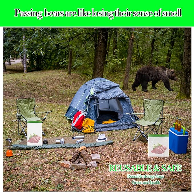 4 pack Bear Bags for Food Backpacking- Double Seal Odor Barrier Storage Bags 7.87 Mil Reusable Camping and Household, Lock in Odors Keep Contents Fresh and Waterproof, Reusable Odor Proof Bags ( 9*10)
