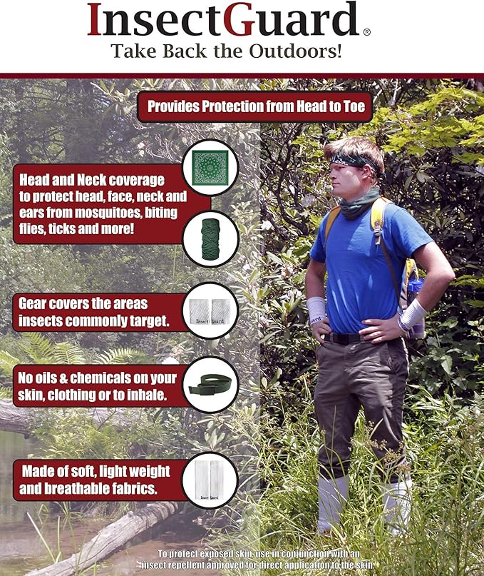 $averPak BodyForge & InsectGuard - Permethrin Treated Mosquitoes, Flies, Ticks & More Insect Repellent Tube Bandanna Neck Gaiter Headband (Green)
