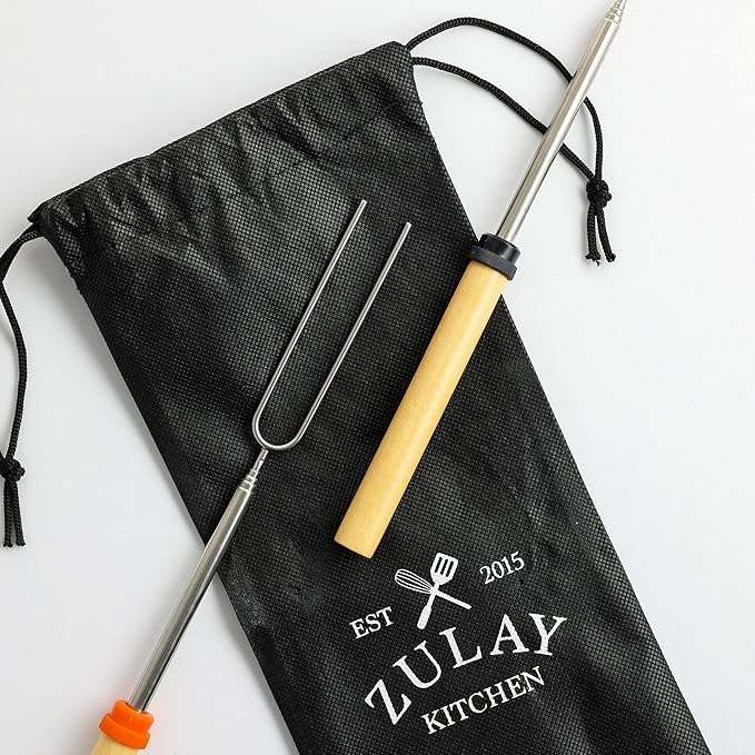 Zulay Sturdy Marshmallow Sticks for Fire Pit Extra Long - Great Smores Sticks Smores Kit for Fire Pit - Marshmallow Roasting Skewers - Hot Dog Fork Bonfire Glamping Camping Accessory 32" Value 10 Pack