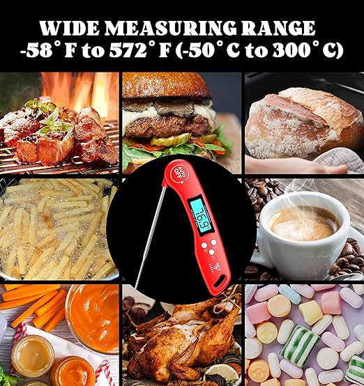DOQAUS Digital Meat Thermometer, 2 Pack Instant Read Food Thermometer for Cooking, Kitchen Probe with Backlit & Reversible Display, Cooking Temperature for Turkey, Bread, Baking, Sourdough